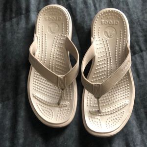 Beige Crocs Flip Flops